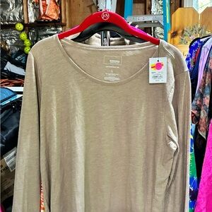 Sonoma Women's Beige with Sparkles Long Sleeve Tee